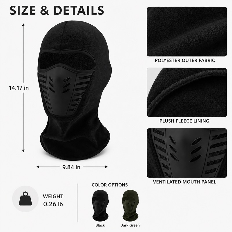 Winter Full Face Mask for Outdoor Cycling - Windproof, Breathable