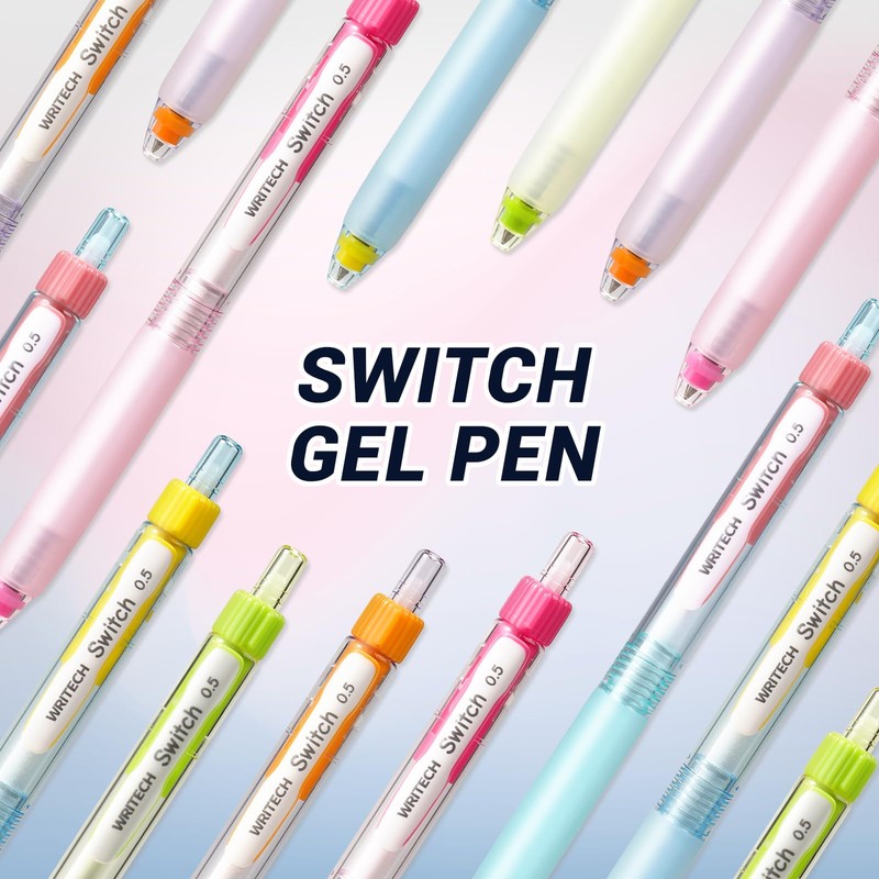 WRITECH Retractable Gel Ink Pens: 0.5mm Black-Ink Switch Between Silent