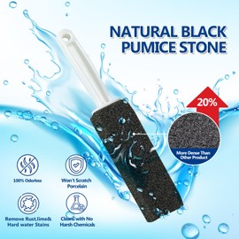 Black Pumice Stone Toilet Bowl Cleaner,Pumice Cleaning Stone with Handle and Hook,Scrubs Tough Hard Water Stains Away On Toilets, Bathtubs,Tiles&Sinks,Pumice Toilet Brush (1)