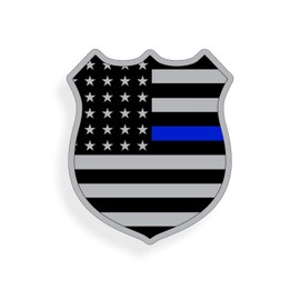 Support Police Badge USA American Flag Blue Line Sticker Decal Lives Matter
