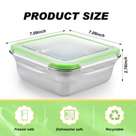 Blushtier 4 Pack Stainless Steel Sandwich Containers with Lids 40.6 oz Metal Food Container for Lunch Boxes with Airtight Silicone Seal for Sandwiches and Snacks(Green)