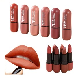 6 Lápices Labiales Mate De Diferentes Colores