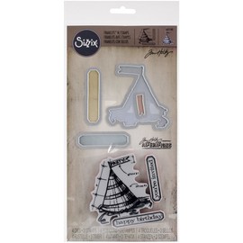 Sizzix Framelits Dies 4/Pkg W/Stamps By Tim Holtz-Celebrate