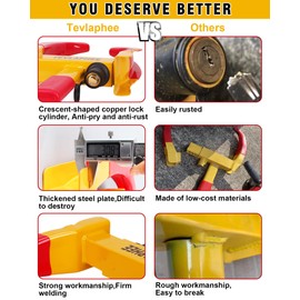 Tevlaphee Universal Wheel Lock Heavy Duty Security Trailer Wheel Lock Anti Theft Wheel Locks for Cars SUV Camper Motorcycle Trailer Great Deterrent Bright Color with 3 Keys (Red-Yellow)