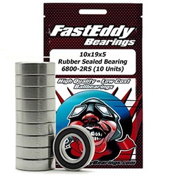 FastEddy Bearings 10x19x5 Rubber Sealed Bearing 6800-2RS (10 Units)