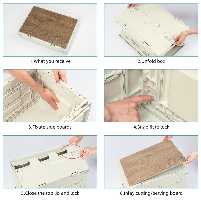 QUNATURE Collapsible Storage Bins with Lockable Doors & Removable Cutting