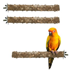3-Piece Natural Perch Set for Birds, Bird Cage Accessories, Pepperwood Parrot Perch, 20 cm, Natural Wooden Poles, Bird Stand, Perches for Budgies Accessories, Bird Accessories, Bird Accessories
