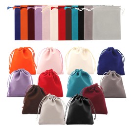 Pack of 24 Velvet Bags Colourful, 12 Colours Velvet Bags with Drawstring, Jewellery Bag, Gift Bag, Velvet Bag Small, Mini Bag for Jewellery, Favour Rings, Weddings, Parties (Mixed, 10 x 12 cm)
