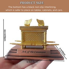 Prefdo Ark of The Covenant Replica, Gold Plated Statue with Aaron Rod/Manna Vessel/Tablets, Home Classical Decoration Religious Decorative Figurine (Medium)