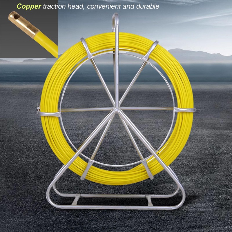 INTBUYING Fish Tape Fiberglass 425FT 6MM Duct Rodder with Brake
