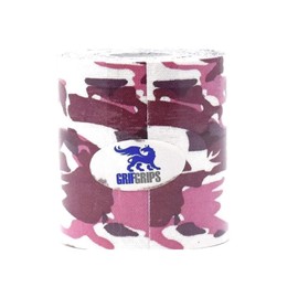 GrifGrips Athletic Sports Tape – Kinesiology Tape for Knees & Ankle Wrap – Cotton, Breathable, Supports Muscles & Joints – for Athletes & Everyday Use, 3in x 16.4 Feet Roll (Pink Camo, 4-Roll Pack)
