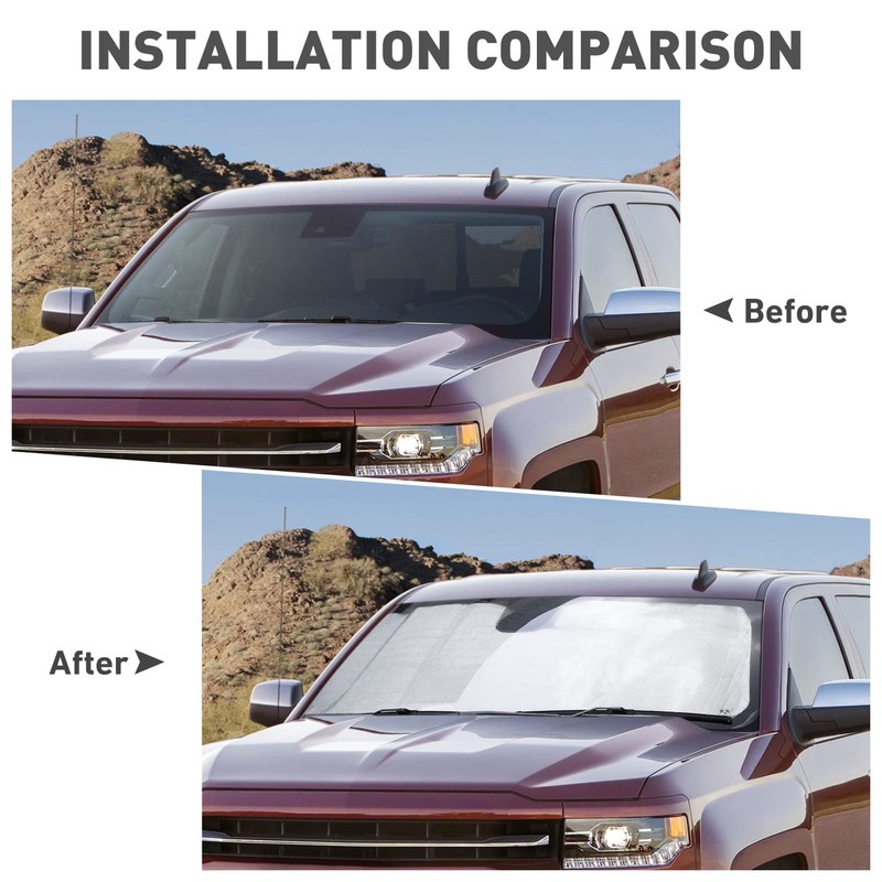 Voodonala for Chevy Silverado 2014-2018 Windshield Sunshade Truck Window Sun