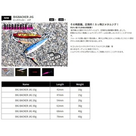 JACKALL Metal Jig, Big Backer Jig, 2.7 inches (68 mm), 1.4 oz (40 g), Glow Pink & Purple/Lens Holo