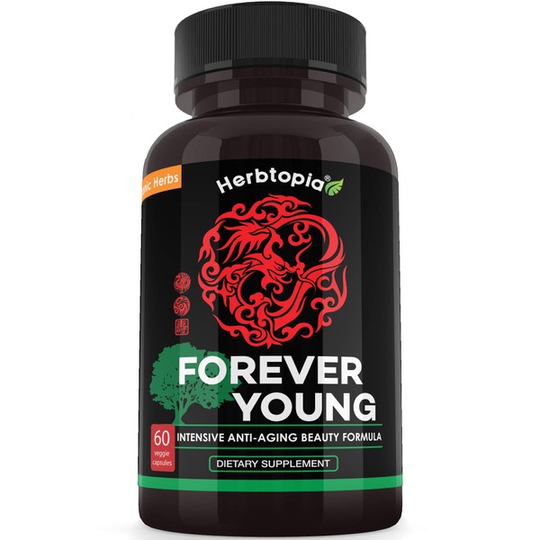 Forever Young Anti Aging Supplement for Longevity & Immune System Boost with Organic Ginseng, Organic Codonopsis/Dang Shen, Organic Astragalus Root, Organic Reishi Mushroom