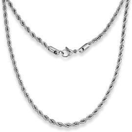 metaltree98 Stainless Steel Silver Plated 4mm Twist Rope Chain 18 Inch Necklaces for Mens Women (4 mm 18 inch, Silver Tone)