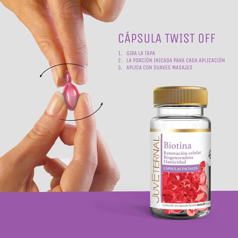 Juveternal Cápsulas Faciales Biotina 90 cáps Renovación celular Biogenerador