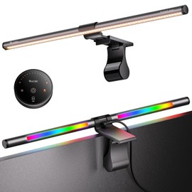 Quntis RGB Pro+ Barra de luz para monitor con control remoto, luz de fondo para juegos de 15 modos, 4 colores y brillo ajustable, lámpara de lectura USB de 20" con Ra95 para cuidado de los ojos, sin