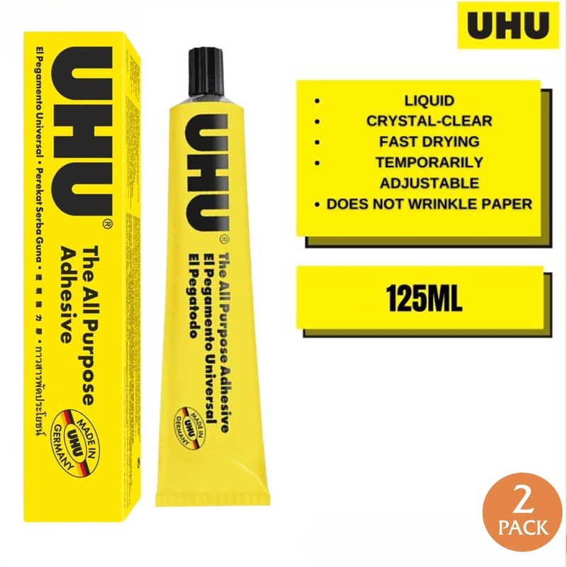 UHU All Purpose Adhesive, Fast, Strong, Crystal-Clear, Adjustable, Permanent, Transparent,