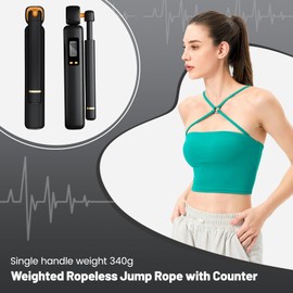 Cordless Skipping Rope with Counter - Portable Ropeless Skipping Rope with Adjustable Counterweights, Cordless Skipping Rope for Adults Fitness, Indoor Skipping Rope for Men Women Cardio Exercise