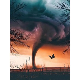 QAZWSX 5D Diamond Painting by Number Kits Tornado Round Full Drill Diamond Art Embroidery Crystal Cross Stitch for Wall Decoration 12×16 inch