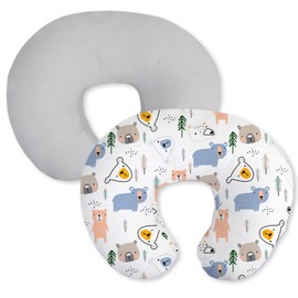 Little Grape Land Nursing Pillow Cover, 2 Pack Breast Feeding Pillow Cover Fit Standard Nursing Pillows, Soft Removable Covers Slipcovers for Breastfeeding Pillows for Baby Girl(Bear)