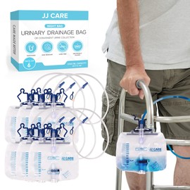 JJ CARE Catheter Bags - Pack of 6 Urinary Drainage Bag, 2000 ml Urine Bags with 42" Drainage Tube, Disposable Anti-Reflux Chamber, Leak Proof Vinyl Urine Bags with Double Hook Hanger for Men & Women