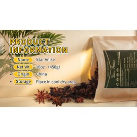 Kah's Journey Star Anise - Whole Star Anise 16 oz, Chinese Star Anise Pods for Cooking, Baking, or Brewing Tea, Dried Star Anise Spice