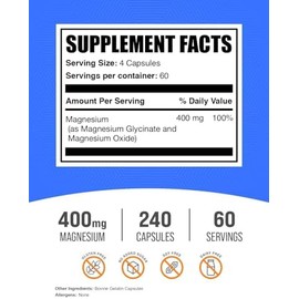 BulkSupplements- .com Cápsulas de Glicinato de Magnesio Bisglicinato de Magnesio, Suplemento de Magnesio, Glicina de Magnesio