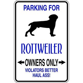 Decals - Parking for Rottweiler -Color=AS Seen - Size=9"X18" -Parking Signs - Picture Art - Peel & Stick Vinyl Wall Sticker
