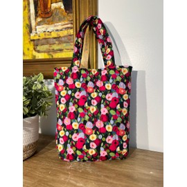 Kwang Min Cute Handbag for Daily, Commute,Lunch Box,File Folders or Laptop Tote Bag.Quilted Cotton,Magetic Closure (Poppy Bloom)