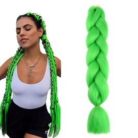 prinfantasy Hair Extensions Wigs Pre Stretched Braiding Hair Box Braid Hair Extensions Ombre Jumbo 24 Inch Crochet Braid Green Wig,GBBZ026