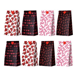 Linelglobal Valentine Bag for Treat, 24 Pack Valentine Goodie Bag for Party Favor, Anniversary Bag 9" Heart