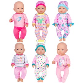 6 Sets Doll Clothes and Accessories Play Set for 43 cm Baby Dolls (No Doll)