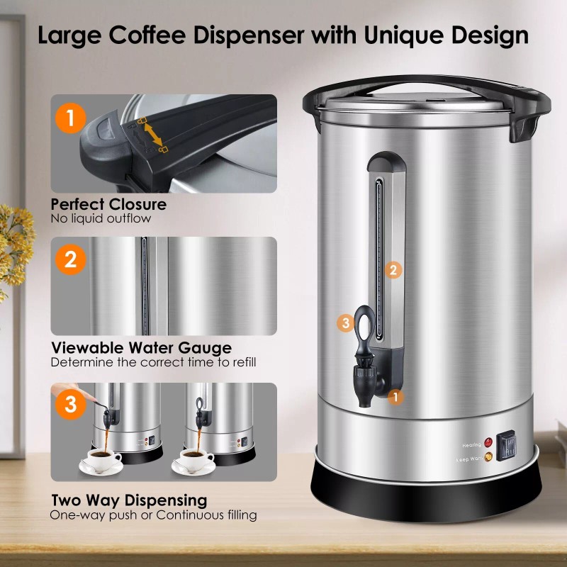 Novelbee 18L Commercial Coffee Urn, 120 Cup Double Wall Coffee