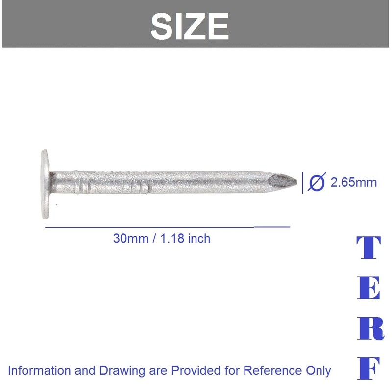 TERF® 30mm X 2.65mm Galvanised Clout Nails 30mm (1.18 inch)