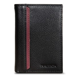 Nautica Dreifach gefaltete Herren-Geldbörse, RFID-blockierender Schutz, Ausweisfenster, Kartenfächer, Leder, langlebig, Pop-Color-Tab, Schwarz, Einheitsgröße, dreifach gefaltete Geldbörse