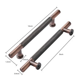 khtumeware 10 Pack 8 Inch(203mm) Drawer Handles Knurled Brushed Antique Copper Cabinet Pulls Drawer Pulls Kitchen Hardware Kitchen Handles for Cabinets Cupboard Handles