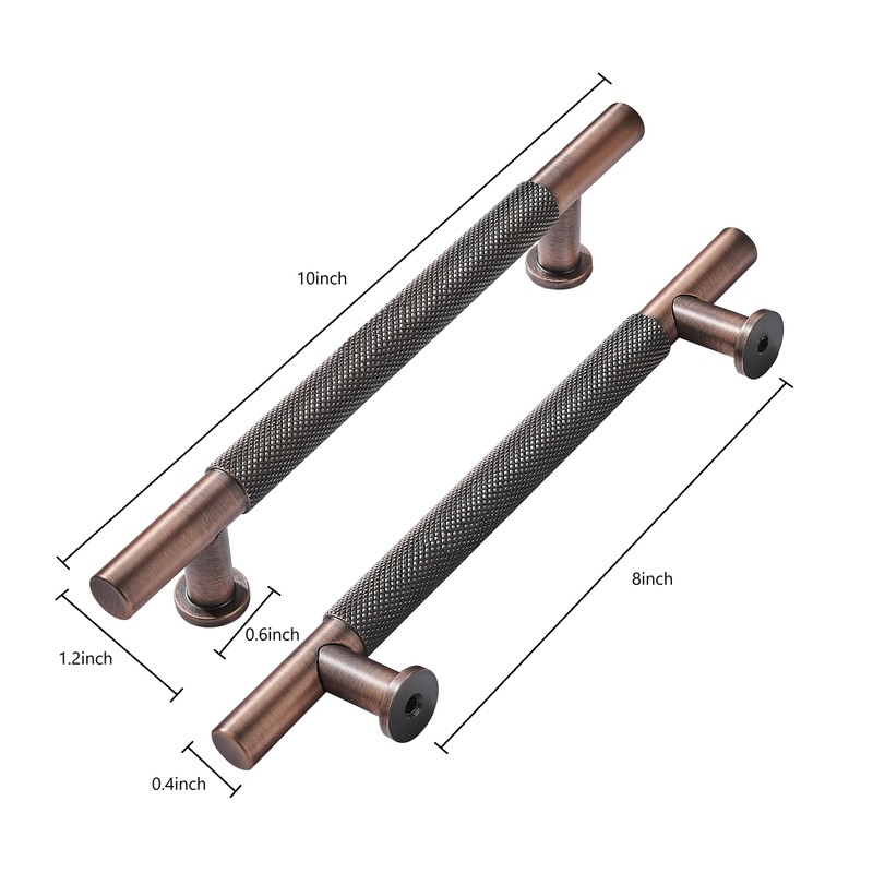 khtumeware 10 Pack 8 Inch(203mm) Drawer Handles Knurled Brushed Antique
