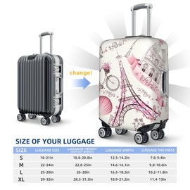 Lukbfall Paris Eiffel Tower Luggage Suitcase Covers Elastic Washable Romantic Travel Luggage Protector Travel Suitcase Protective Cover For Kid And Adult, L (Fit 25-28 Inch Luggage)