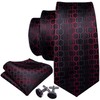 Barry.Wang Men Tie Set Plaid Red Black Grey Silk Necktie