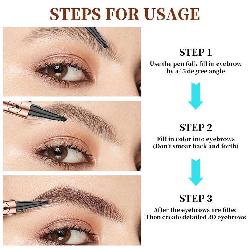 Eyebrow Pencil with 4 Tips Micro Head, Eyebrow Pencil Micro
