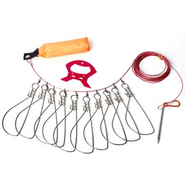 LAIBOREC Fish Stringer, Fishing Stringer Clip Live Fish Lock, with High Strength Snaps/Buckles, Big Fish Wire Rope Cable Fishing Holder Kit with Float and Plastic Handle