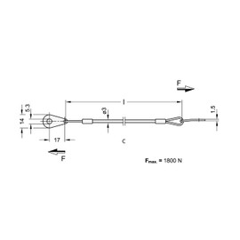 Ganter Normelemente GN 111.2-200-C-TR Stainless Steel Retaining Rope, Pack of 2, Silver, Length: 200 mm