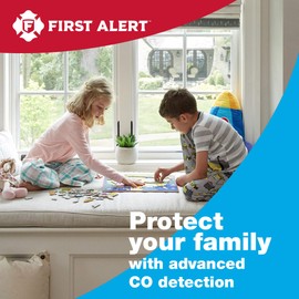 FIRST ALERT Carbon Monoxide Detector, No Outlet Required, Battery Operated, CO400, White, 2 Count (Pack of 1)