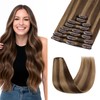 Clip-In Real Hair Extensions, 100% Remy Human Hair, Medium Brown/Dark
