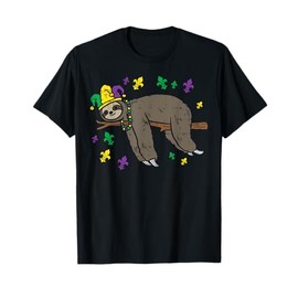 Jester Sloth Lazy Day Animal Cute Funny Mardi Gras Carnival T-Shirt