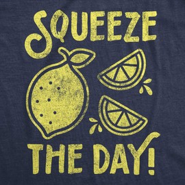 Womens Squeeze The Day T Shirt Funny Lemons Citrus Motivational Graphic Tee Funny T Shirts Cool Motivational Top Women's Novelty Tees Navy 3XL