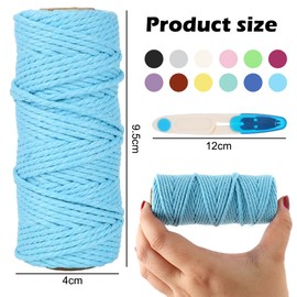 Yuragim Pack of 12 Macrame Yarn, 2 mm x 30 m Cotton Yarn, Cotton Cord, Cotton Cord, Macrame Yarn for DIY Crafts, Knitting, Wall Hanging, Hanging Basket, Plant