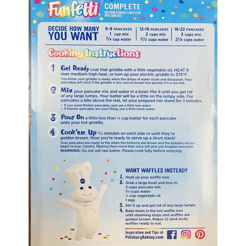 Pillsbury FUNFETTI Complete Buttermilk Pancake & Waffle Mix Candy Bits