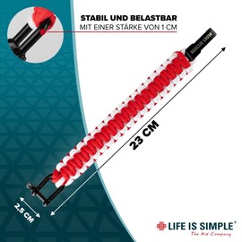 LIFE IS SIMPLE Paracord Survival Bracelet, Rescue Crew, Red, White, Adjustable Clasp, for Outdoor, Camping, Hiking